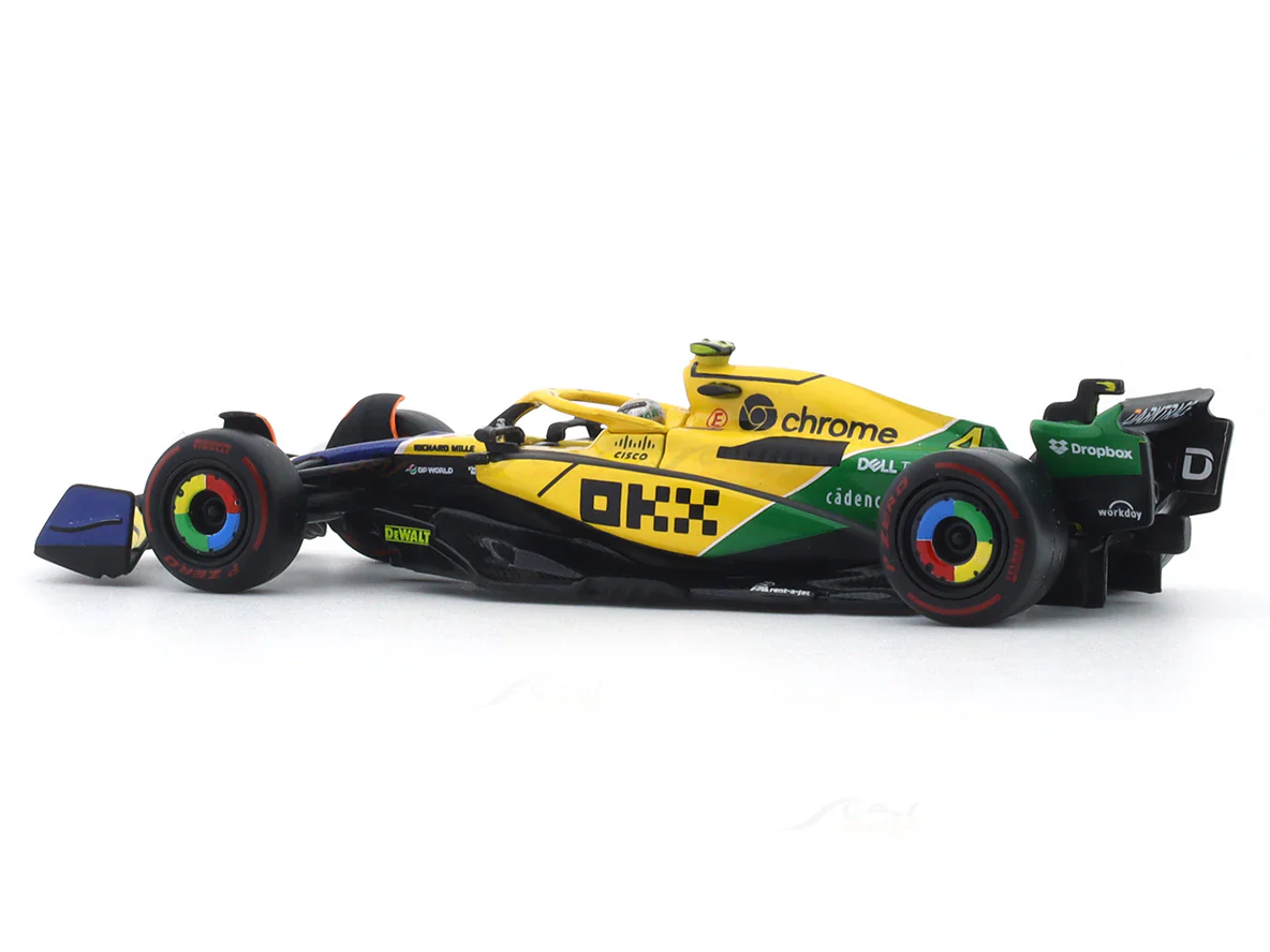 2024 McLaren MCL38 No.4 Lando Norris Senna Tribute 1:43 Bburago Formula 1 diecast scale model car - Image 3