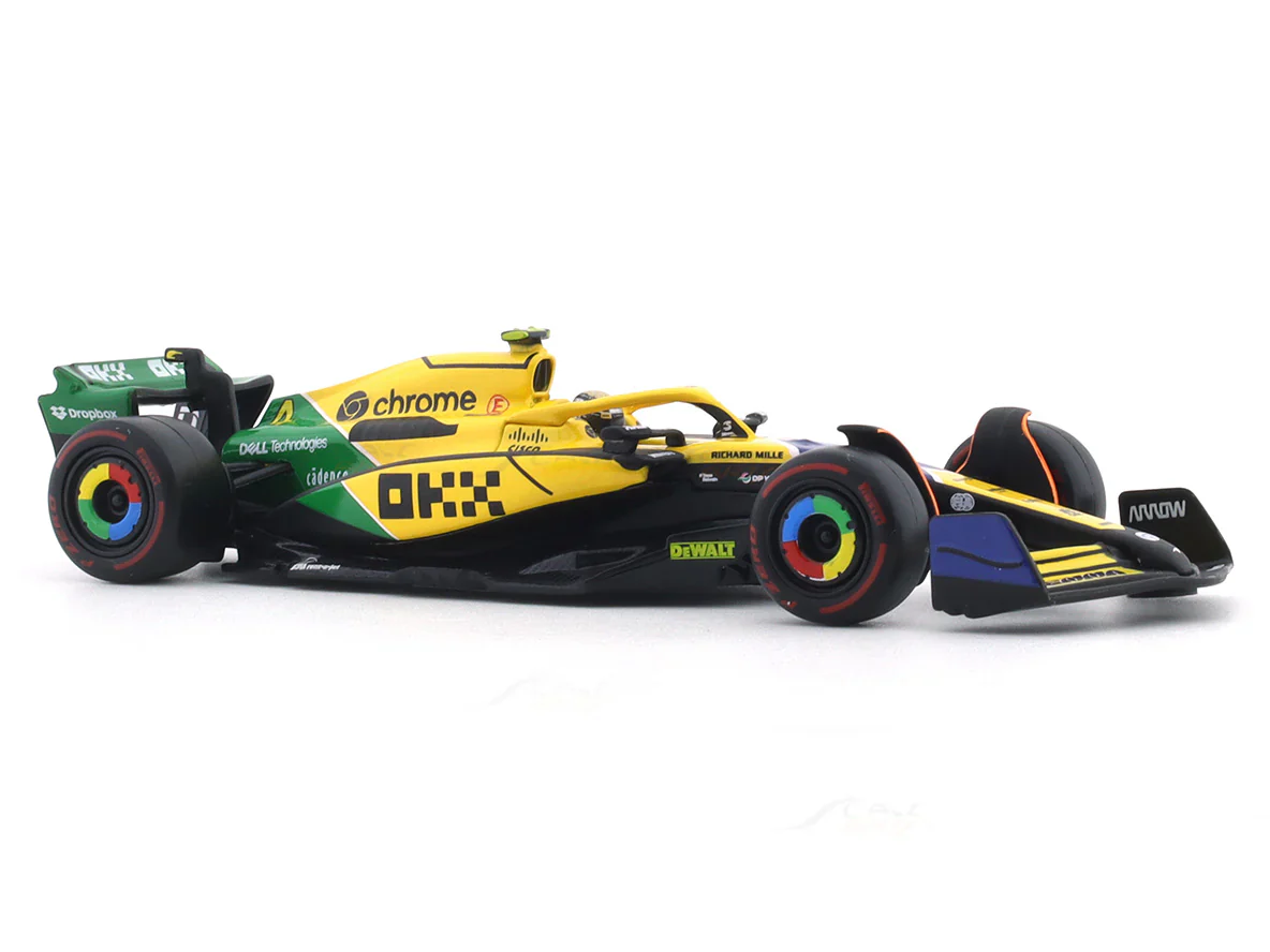 2024 McLaren MCL38 No.4 Lando Norris Senna Tribute 1:43 Bburago Formula 1 diecast scale model car - Image 6