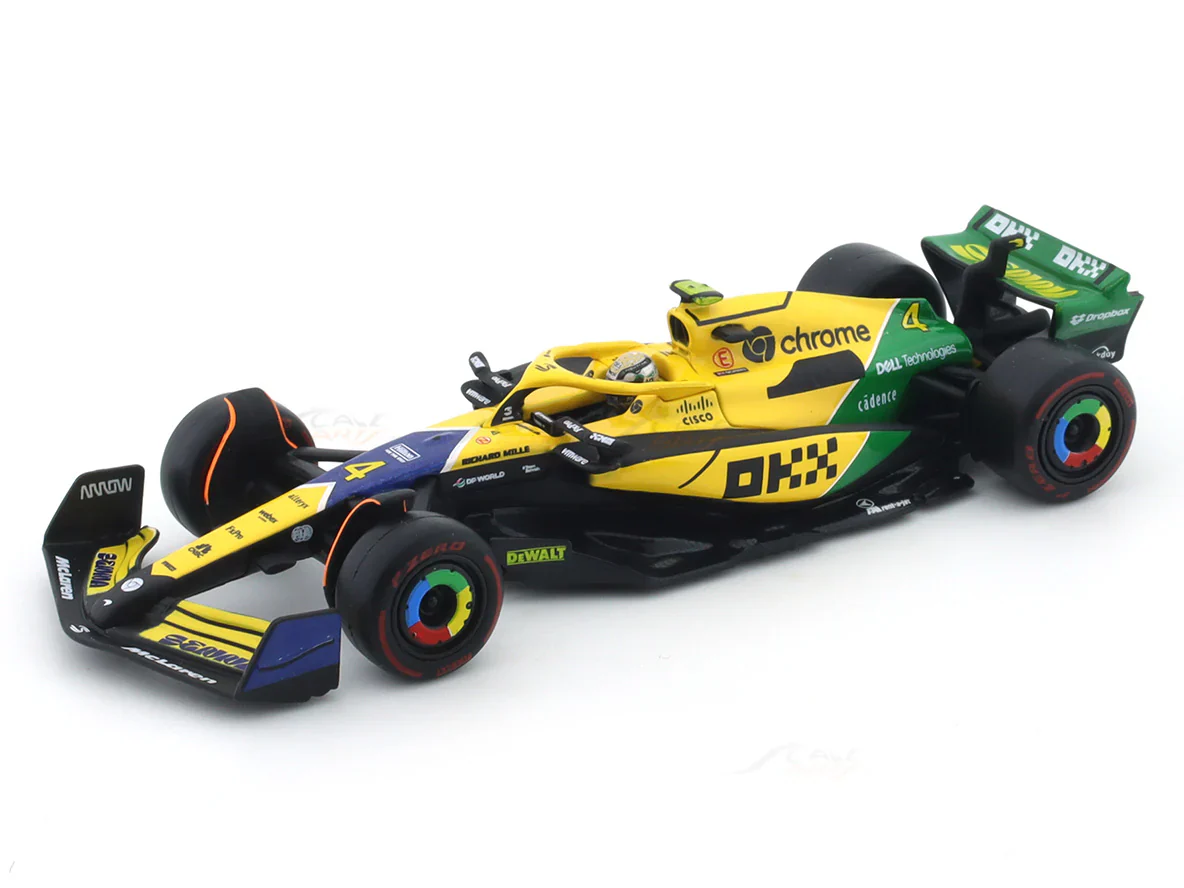 2024 McLaren MCL38 No.4 Lando Norris Senna Tribute 1:43 Bburago Formula 1 diecast scale model car - Image 7