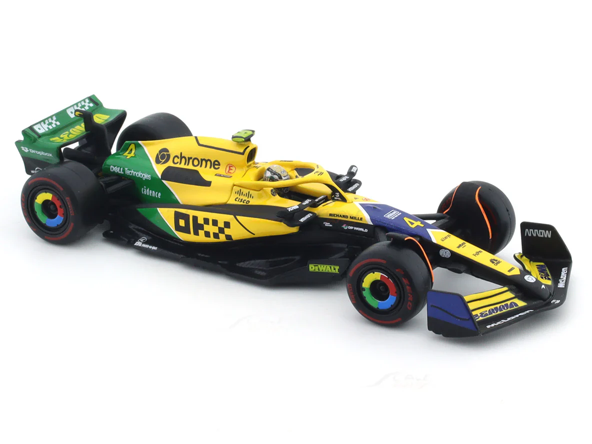2024 McLaren MCL38 No.4 Lando Norris Senna Tribute 1:43 Bburago Formula 1 diecast scale model car - Image 8