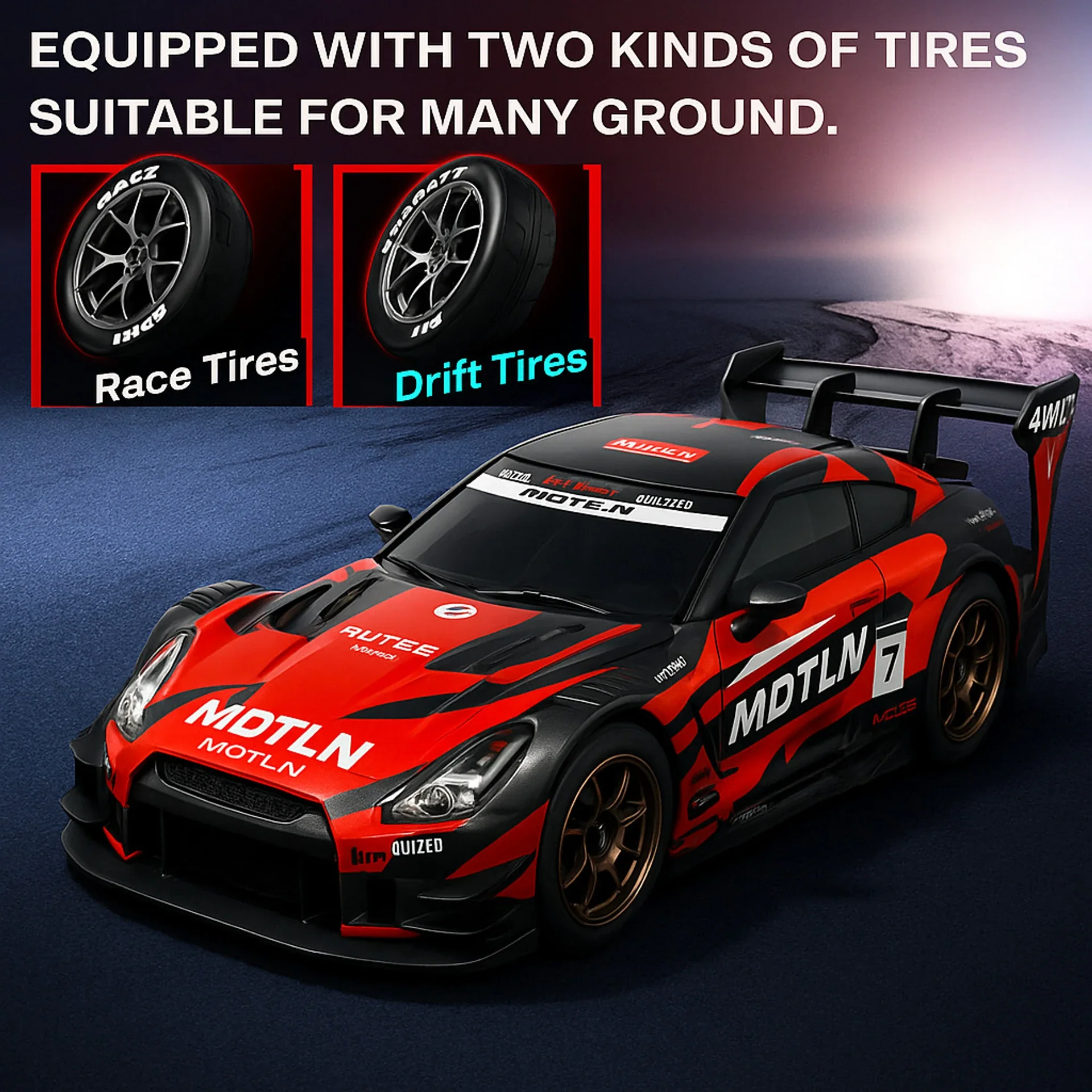 High Speed Drift Remote Control Car – 25 km/h, 4X4, LED Lights, 2.4G | 1:16 - Image 3