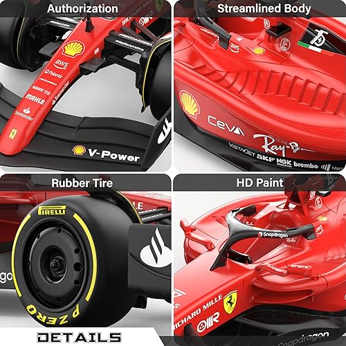 Rastar Authentic Licensed Ferrari F1 75 RC Car - Detailed Design, 2.4GHz Control | Color :  1:18 Ferrari F1 75 - Image 3